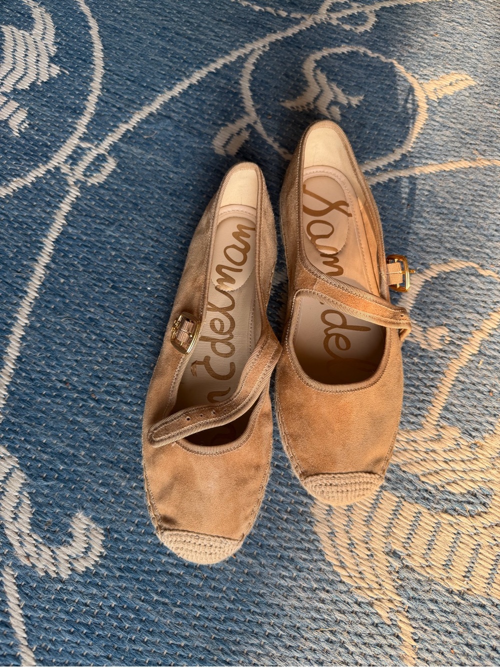 Sam Edelman Suede Espadrille Mary Jane Flats in Tan